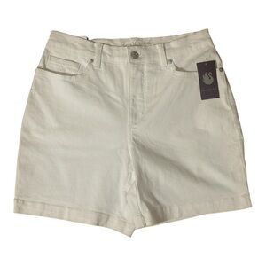 Gloria Vanderbilt Amanda Short Length Classic Rise White Denim Jean Shorts NWT